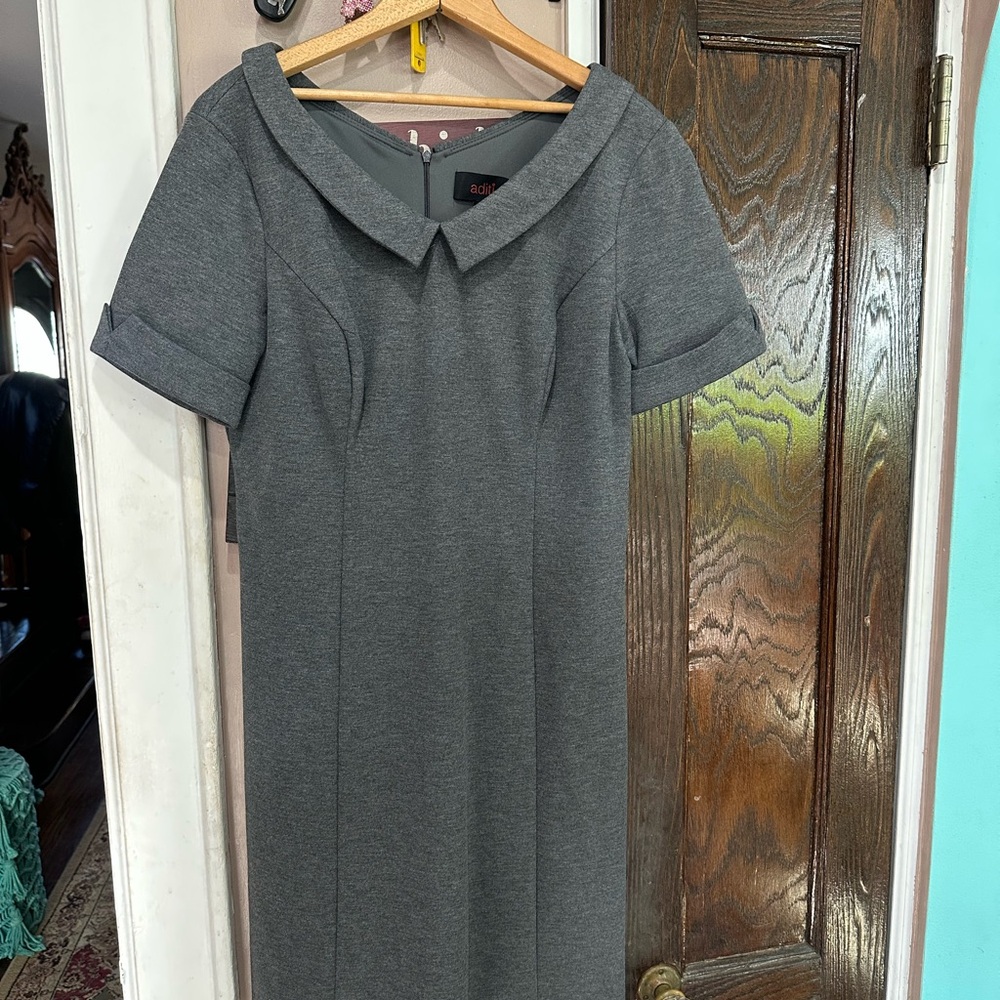 Elegant Gray Mini Dress with Folded Sleeves